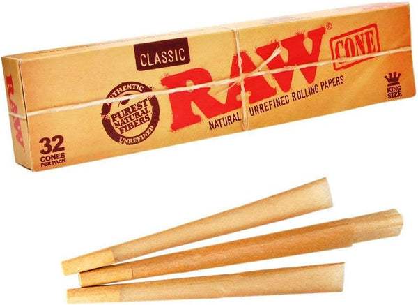 Raw Classic King Size Pre-Rolled Single Pack Cones - Wholesale | 32 Pack